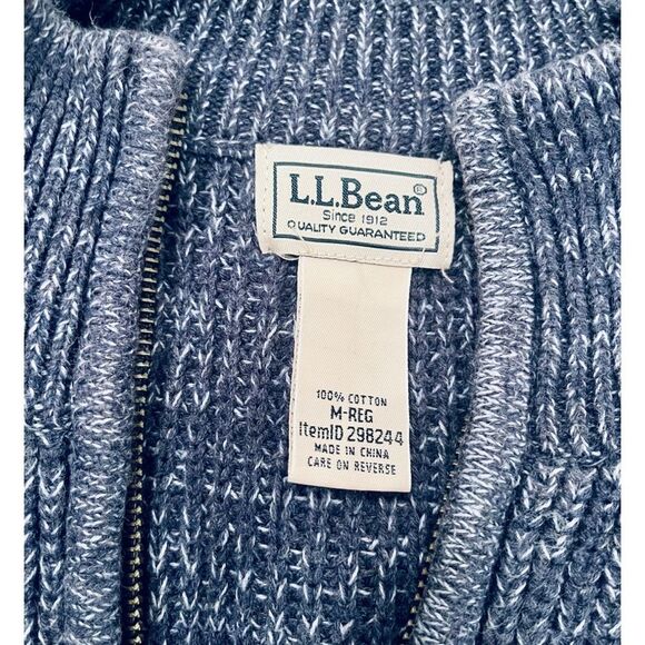 L.L. Bean sweater Front Zipper Heavy Knit Navy Blue winter Women’s M - Picture 7 of 7